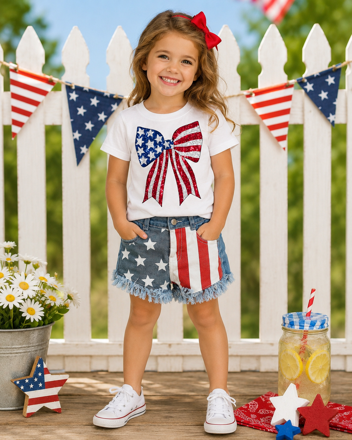 Girl’s Patriotic Denim Shorts