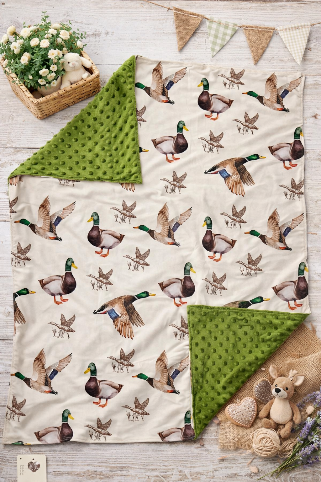 Mallard In Flight Minky Blanket