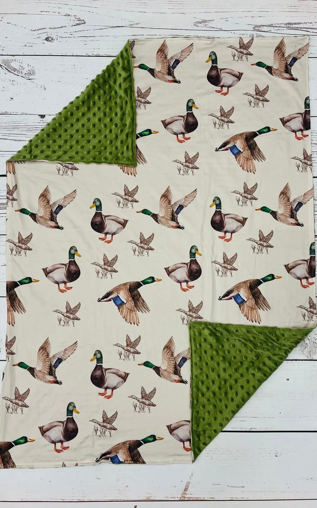 Mallard In Flight Minky Blanket