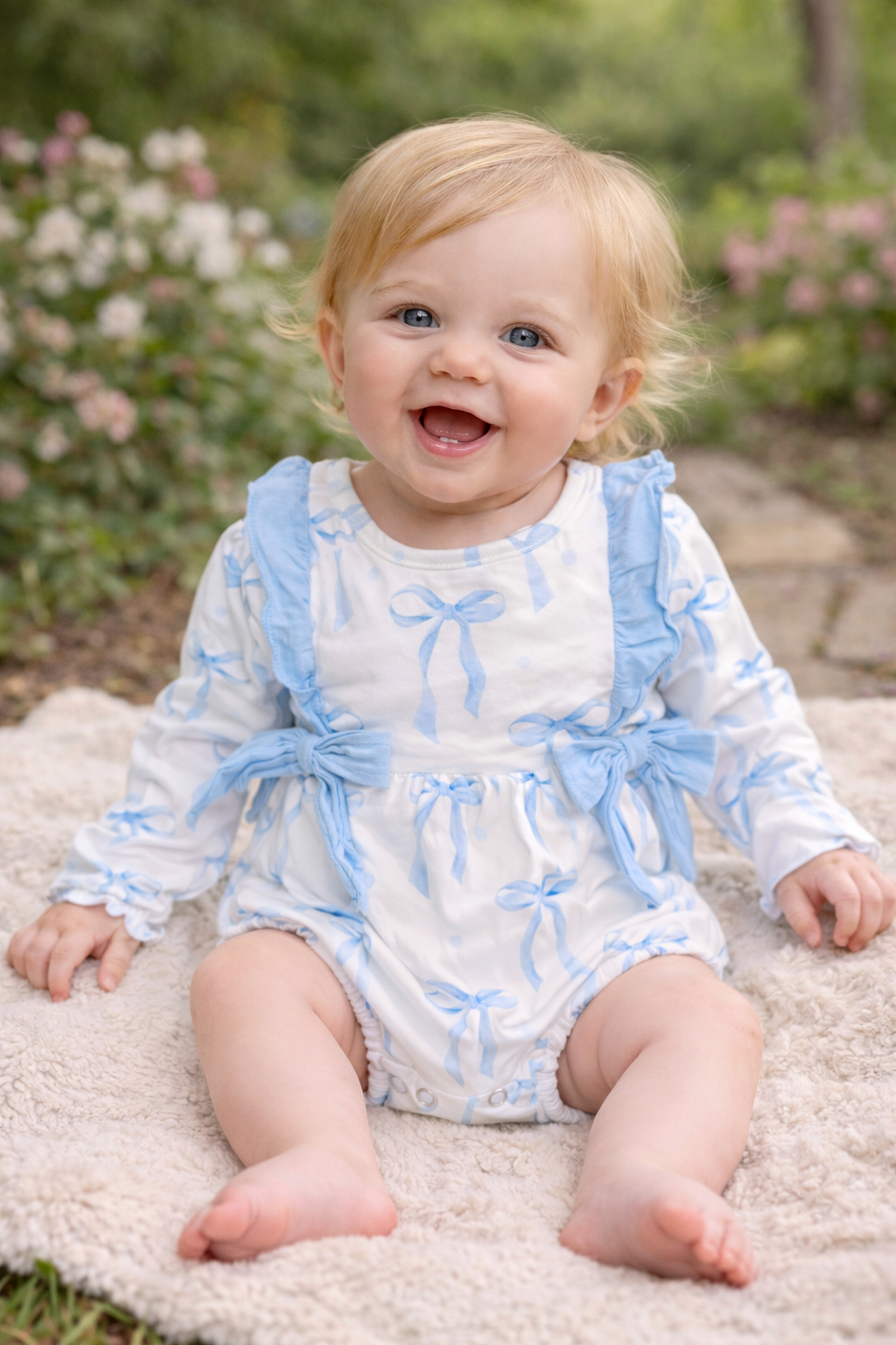 Blue Bow Bubble Onesie