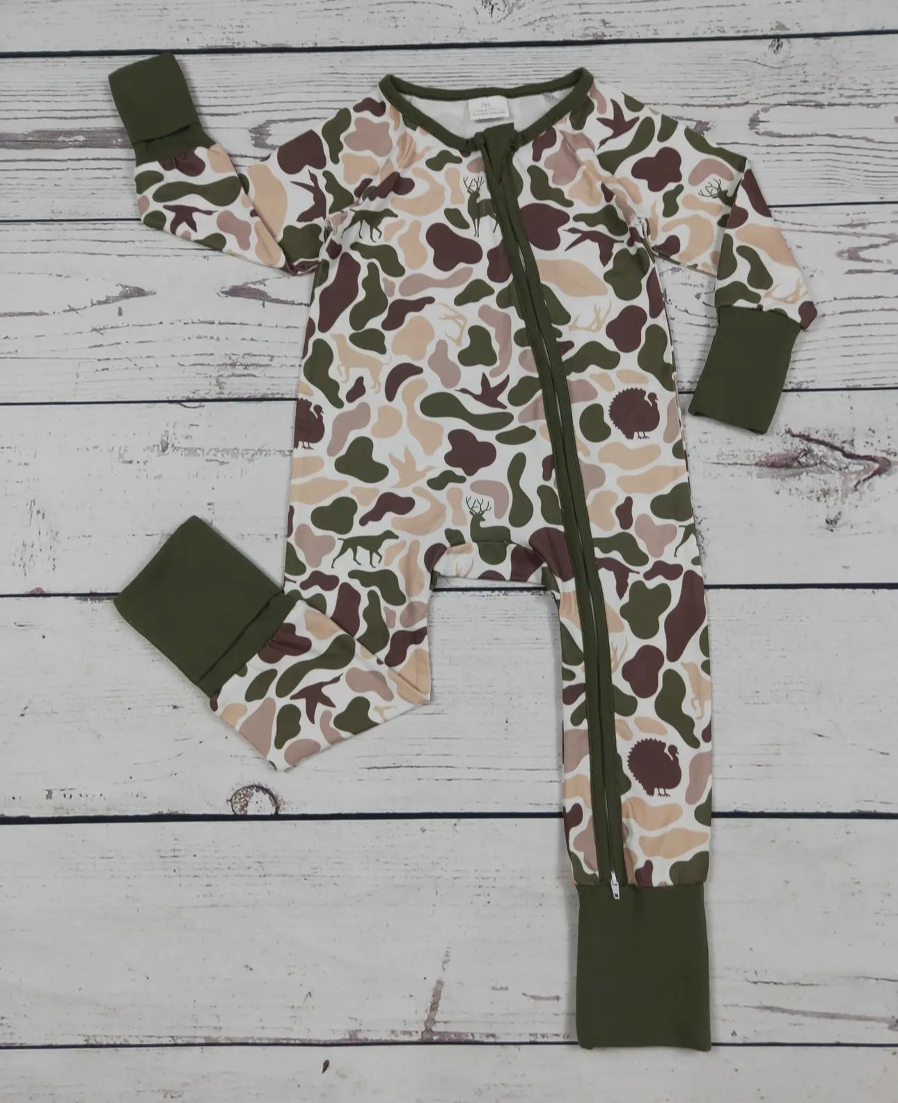 Neutral Camo Double Zip Baby Sleeper