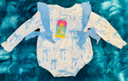 Blue Bow Bubble Onesie